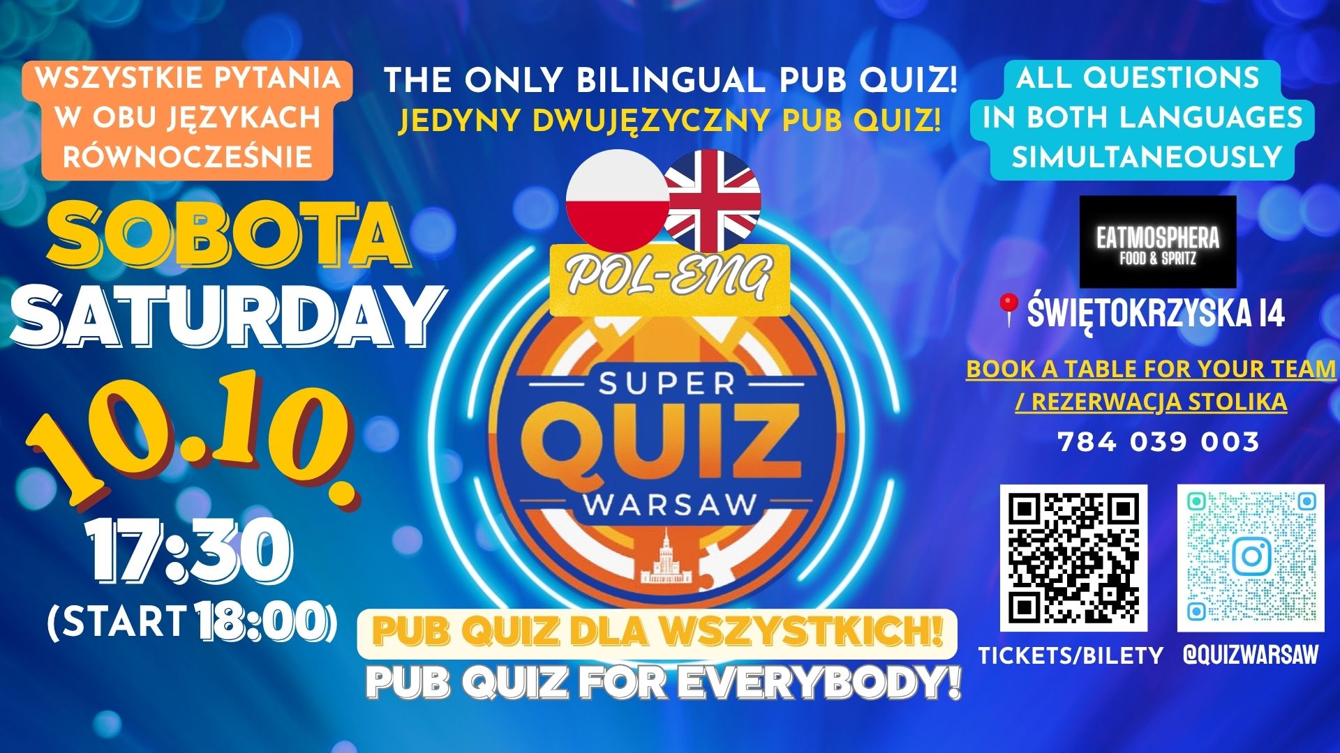 POL-ENG Super Quiz Warsaw (PUB QUIZ / EATMOSPHERA)